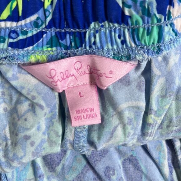 Lilly Pulitzer Katia Shorts size large .. Mermaid Octopus Blue Green - Picture 3 of 4